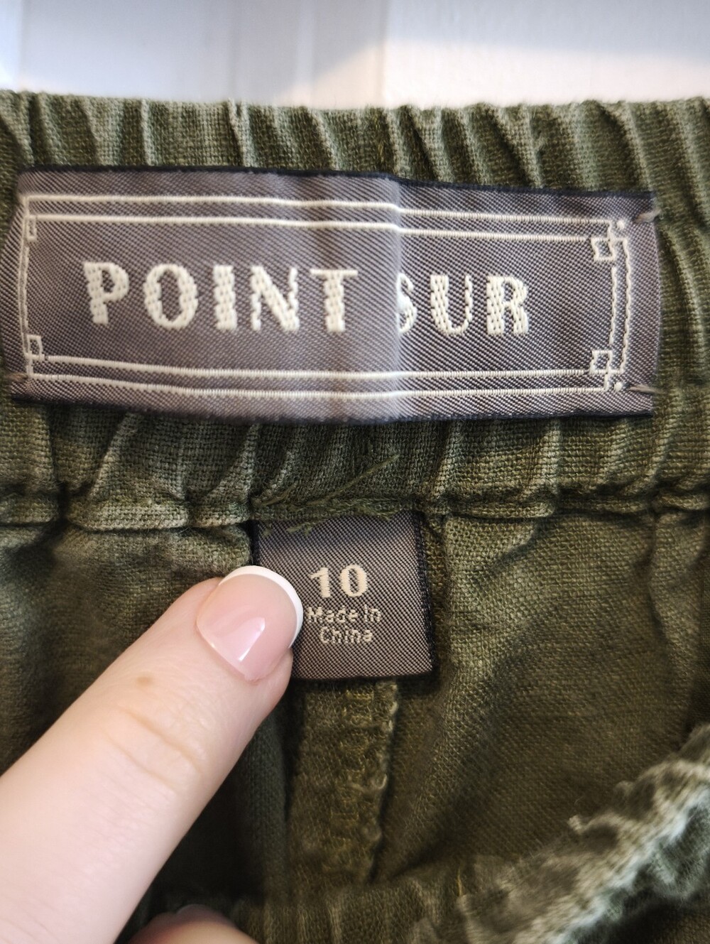 J Crew Point Sur Linen Olive Green Drawstring Waist Pants - Picture 8 of 8